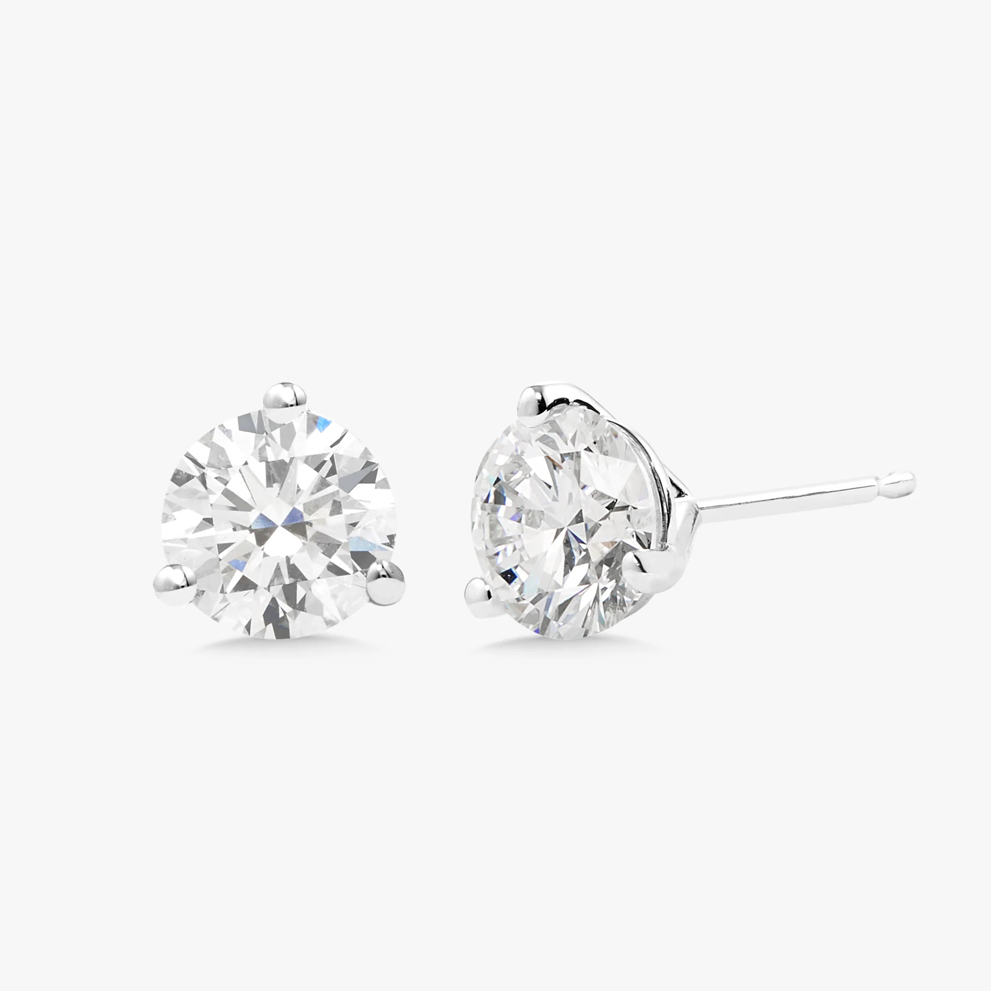 Three Prong Martini Natural Round Diamond Stud Earrings | RW Fine Jewelry