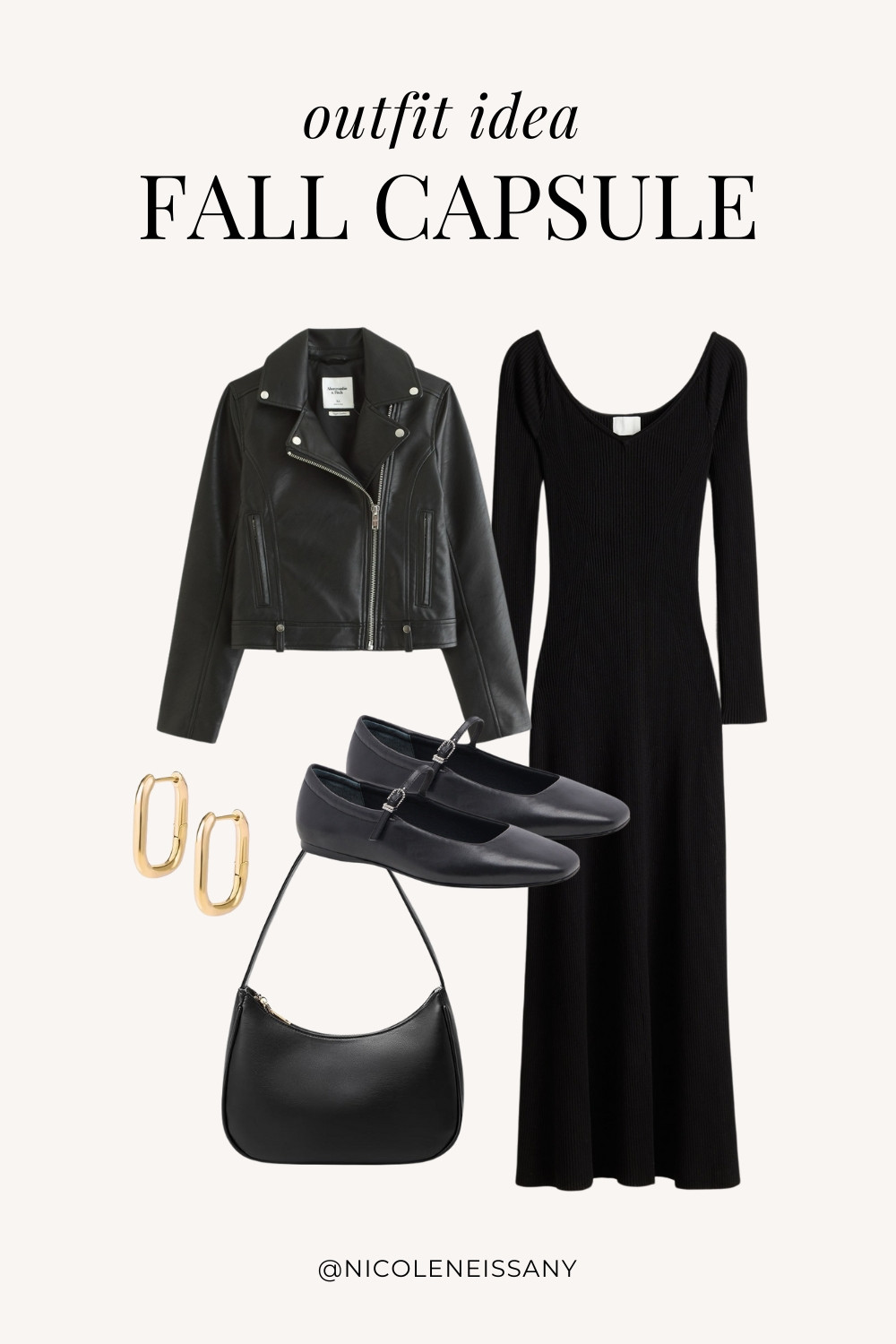 Fall Capsule Wardrobe Outfit Idea | fall capsule outfit, fall outfit, fall outfits, fall style, fall fashion, fall 2024 fashion, fall outfits 2024, fall trends 2024, fall outfit inspo, fall outfit inspiration, fall capsule wardrobe essentials, fall wardrobe essentials, fall closet essentials, fall essentials, fall basics, fall must haves, neutral capsule wardrobe, neutral outfit, neutral fashion, elevated casual outfit, date night outfit, brunch outfit, everyday outfit, Abercrombie, Abercrombie denim, Abercrombie jeans, Amazon Fashion, Revolve, Lulus, Nordstrom, H&M // fall jacket, leather jacket, moto jacket, fall dress, fall dresses, sweater dress, midi dress, black dress, black ballet flats, gold square hoop earrings

#liketkit #LTKSeasonal #LTKShoeCrush #LTKItBag #LTKStyleTip #LTKFindsUnder50 #LTKFindsUnder100 #LTKTravel #LTKSaleAlert