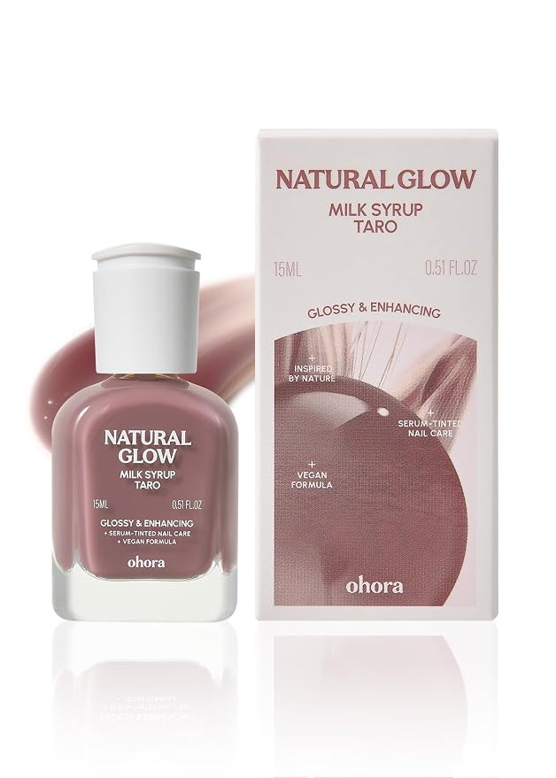 ohora Natural Glow Milk Syrup Nail Strengthener (Taro) - Tinted Nail Hardener for Brittle, Damage... | Amazon (US)