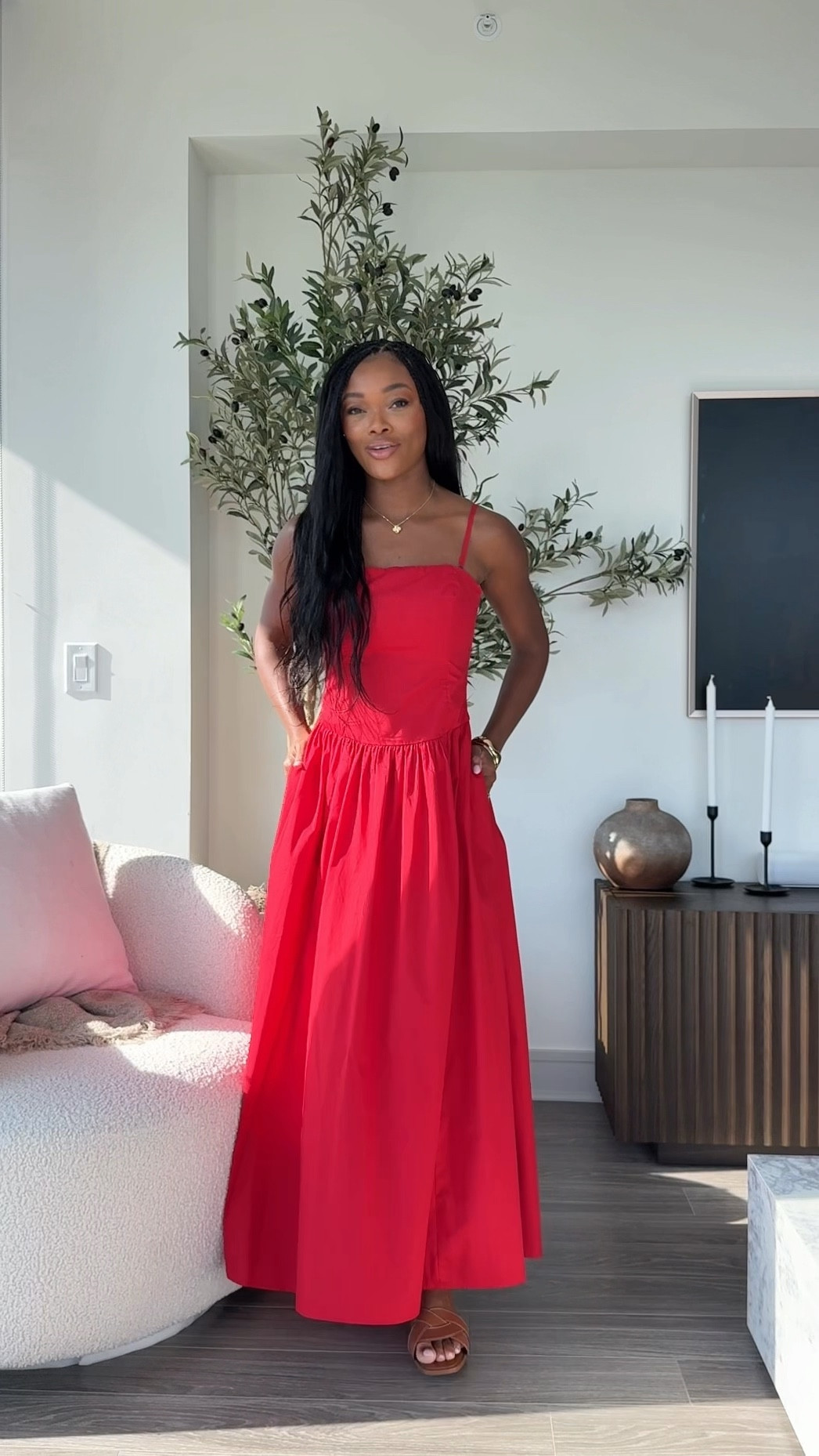 Outfit of the night! Love this red drop-waist dress ❤️