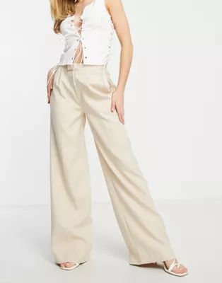 In The Style x Perrie Sian tailored wide leg trouser co ord in camel | ASOS | ASOS (Global)