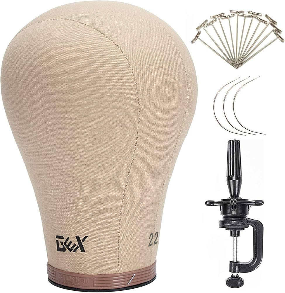 gexworldwide GEX Cork Canvas Block Head Mannequin Head Wig Display Styling Head With Mount Hole (... | Amazon (US)