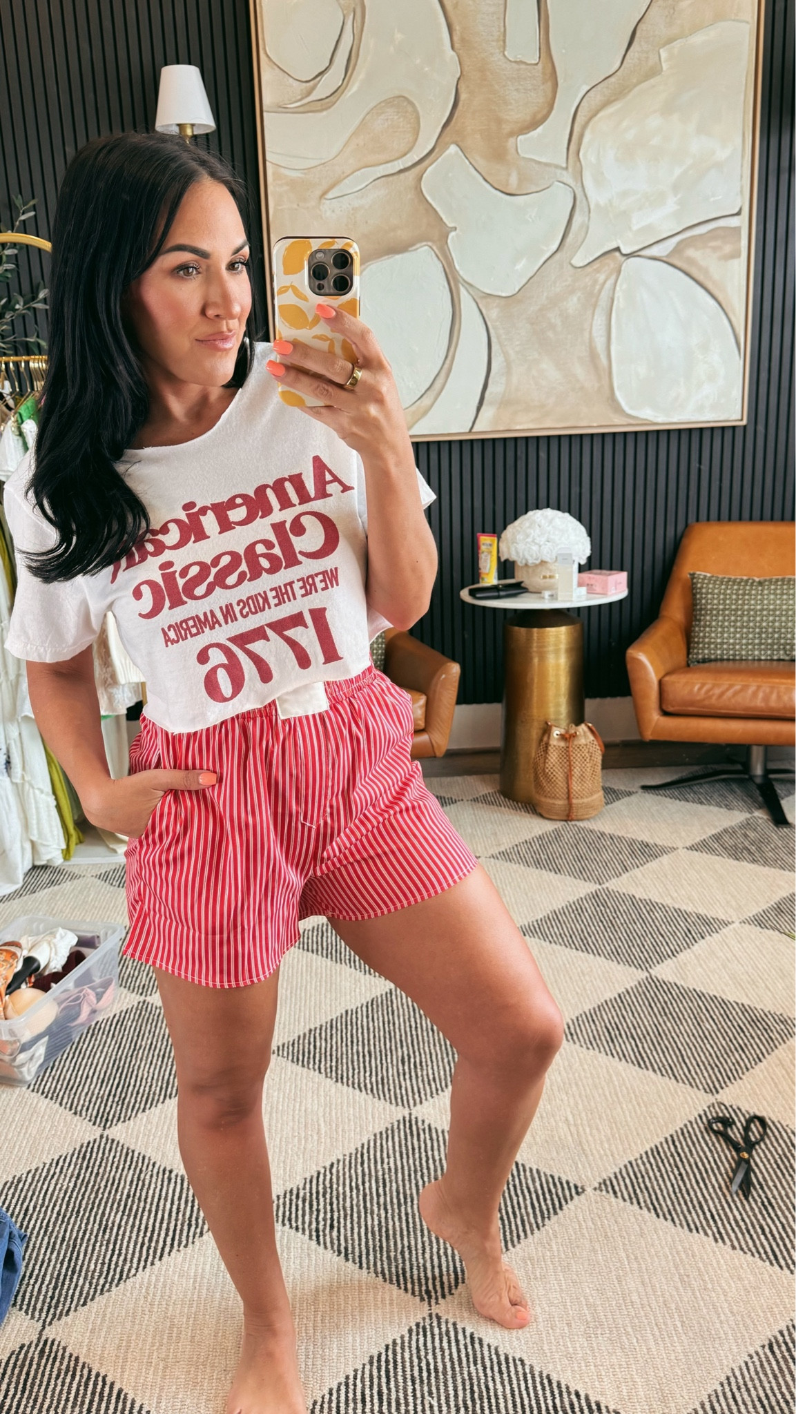 Cute 4th of July look. 

I cut the tee to crop it and widen the neck. 
In a small in both tee and shorts  

#LTKStyleTip #LTKFindsUnder50 #LTKOver40