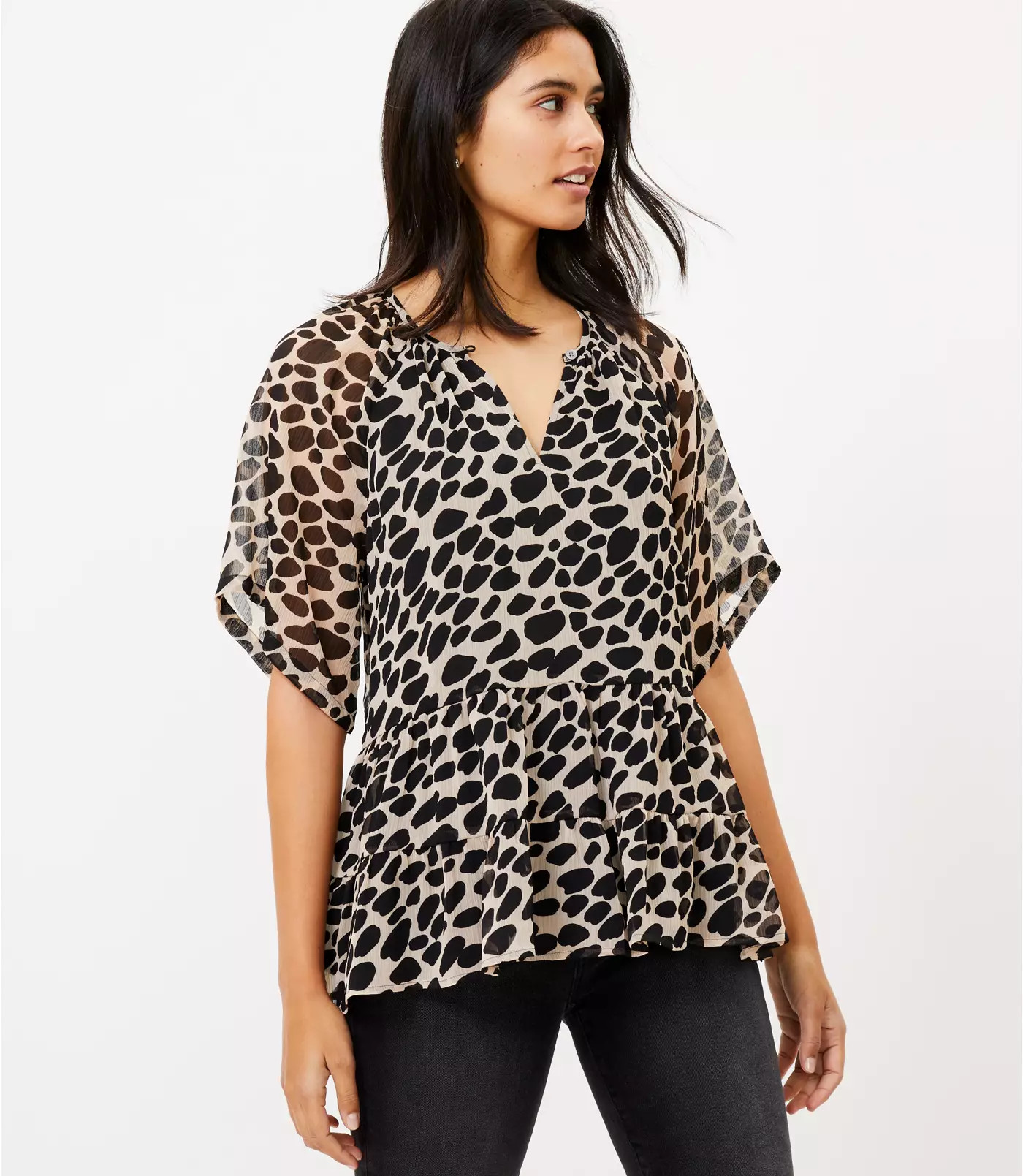 Cheetah Print Tiered Top | LOFT