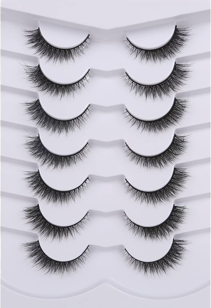 Pooplunch False Eyelashes Extension Volume Cat Eye Look Natural Wispy Lashes Fluffy Short 8D Fake... | Amazon (US)