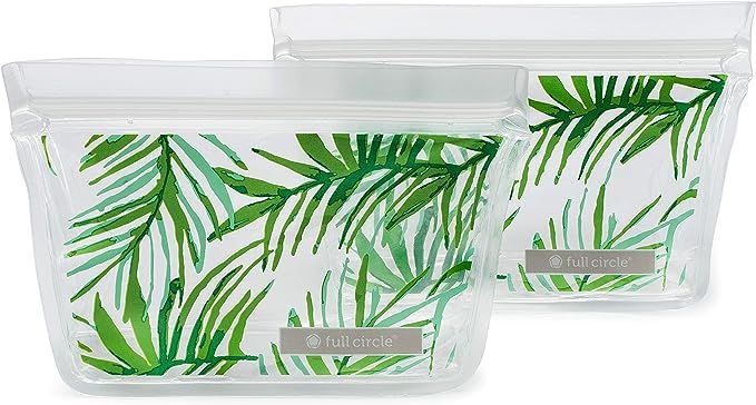 Full Circle ZipTuck, Reusable Plastic Snack Bags Set, Palm Leaves | Amazon (US)