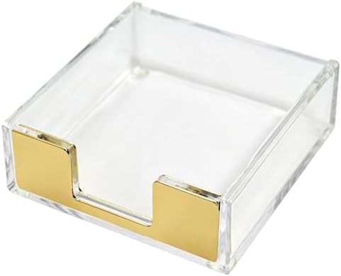 MultiBey 3x3 Gold Sticky Note Holder, Aesthetic Gold Acrylic Memo Pad Dispenser, Fits Standard 3x... | Amazon (US)