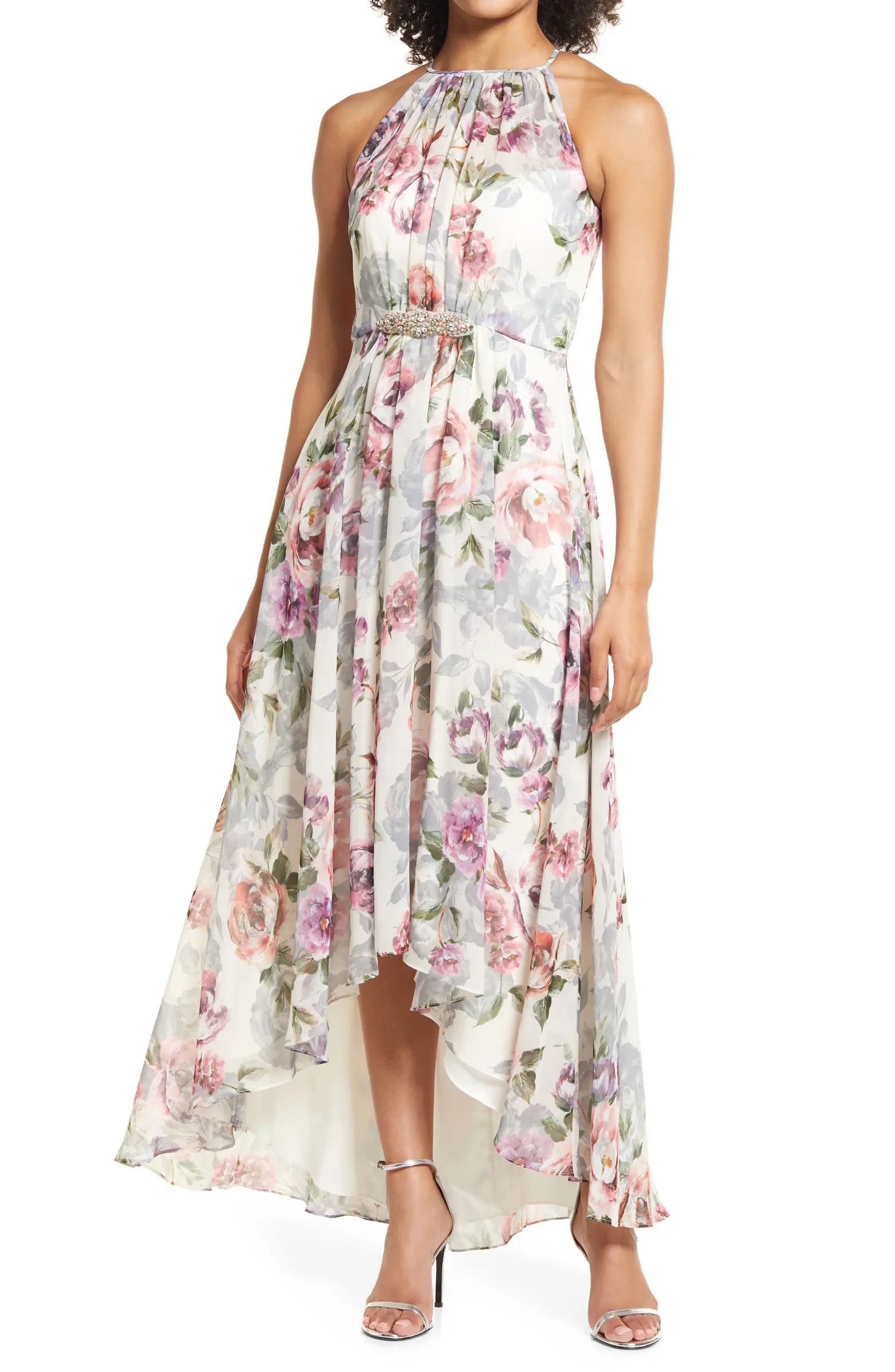 Floral Halter Neck High-Low Cocktail Dress | Nordstrom