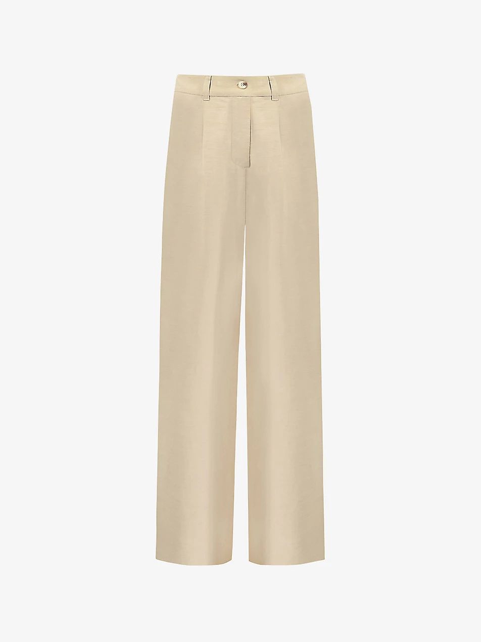 High-rise wide-leg linen-blend trousers | Selfridges