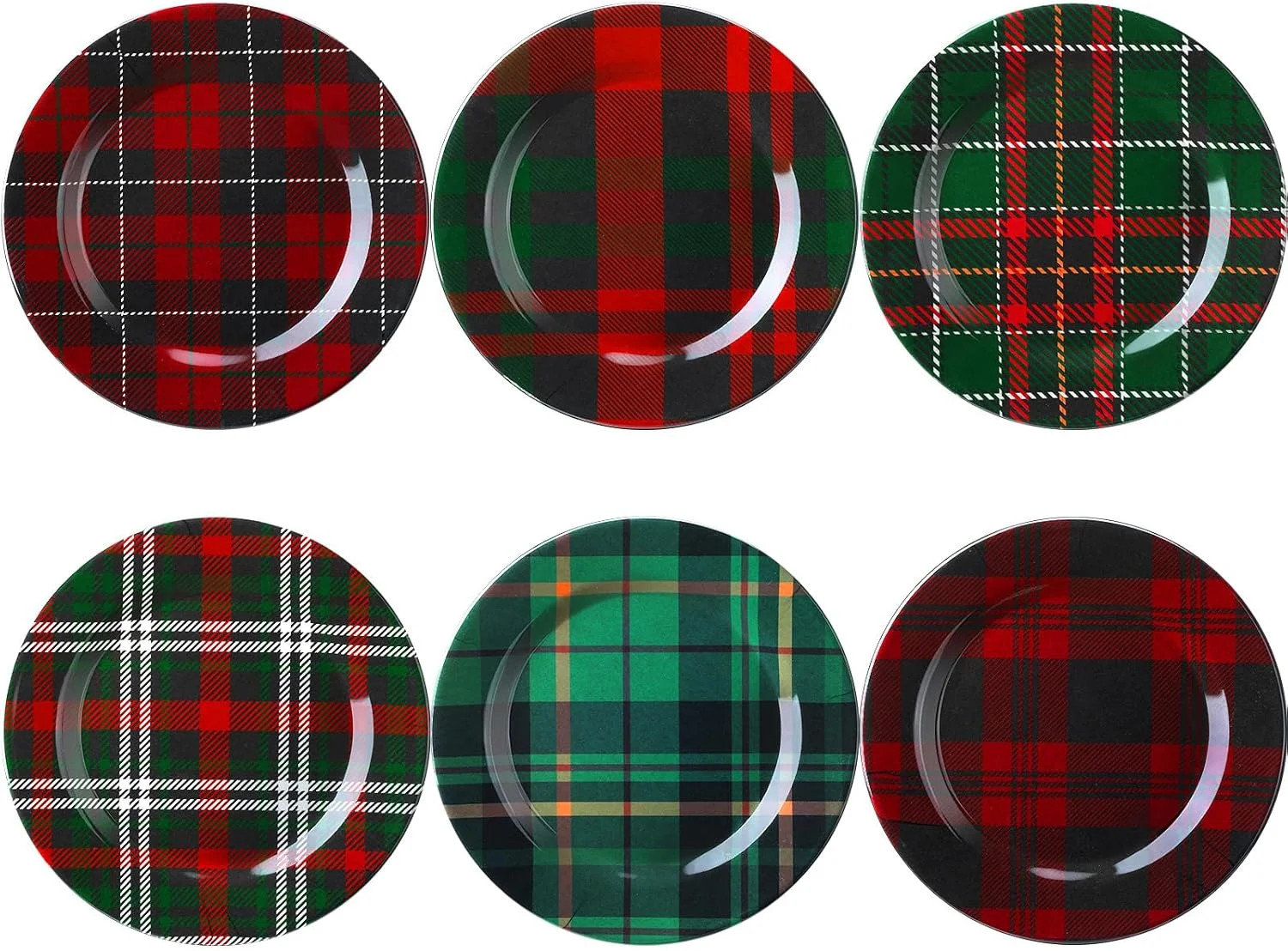 Christmas Plates Dinnerware Set 9 Inches Christmas Plaid Plates Holiday Plate Xmas Tableware Dess... | Walmart (US)