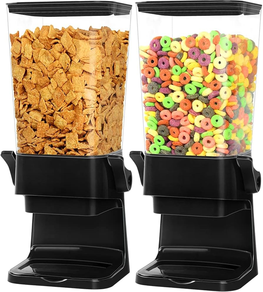 Mivvosakuki Double Cereal Dispenser Countertop Large Cereal Containers Storage Dispenser For Pant... | Amazon (US)