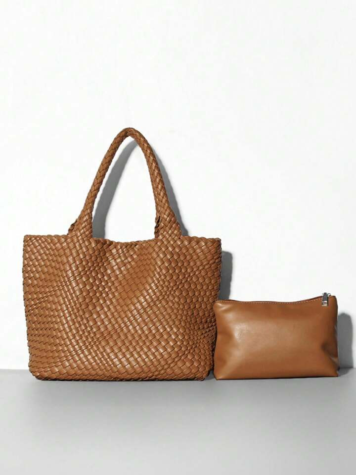 New Fashionable European And American Style Woven Tote Bag, Large Capacity Handbag/Shoulder Bag/S... | SHEIN