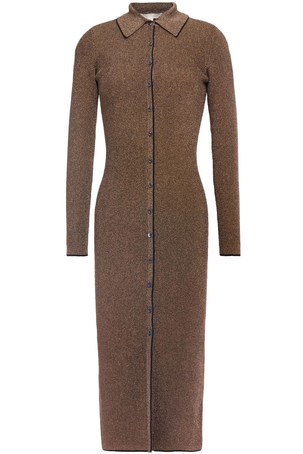 Button-embellished metallic ribbed-knit dress | The Outnet (UK and Europe)