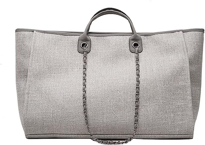 Tote Bag for Women, Women Large Cotton Linen Chain Bag Soft Shoulder Handbag New Hobo Tote Bag fo... | Amazon (US)
