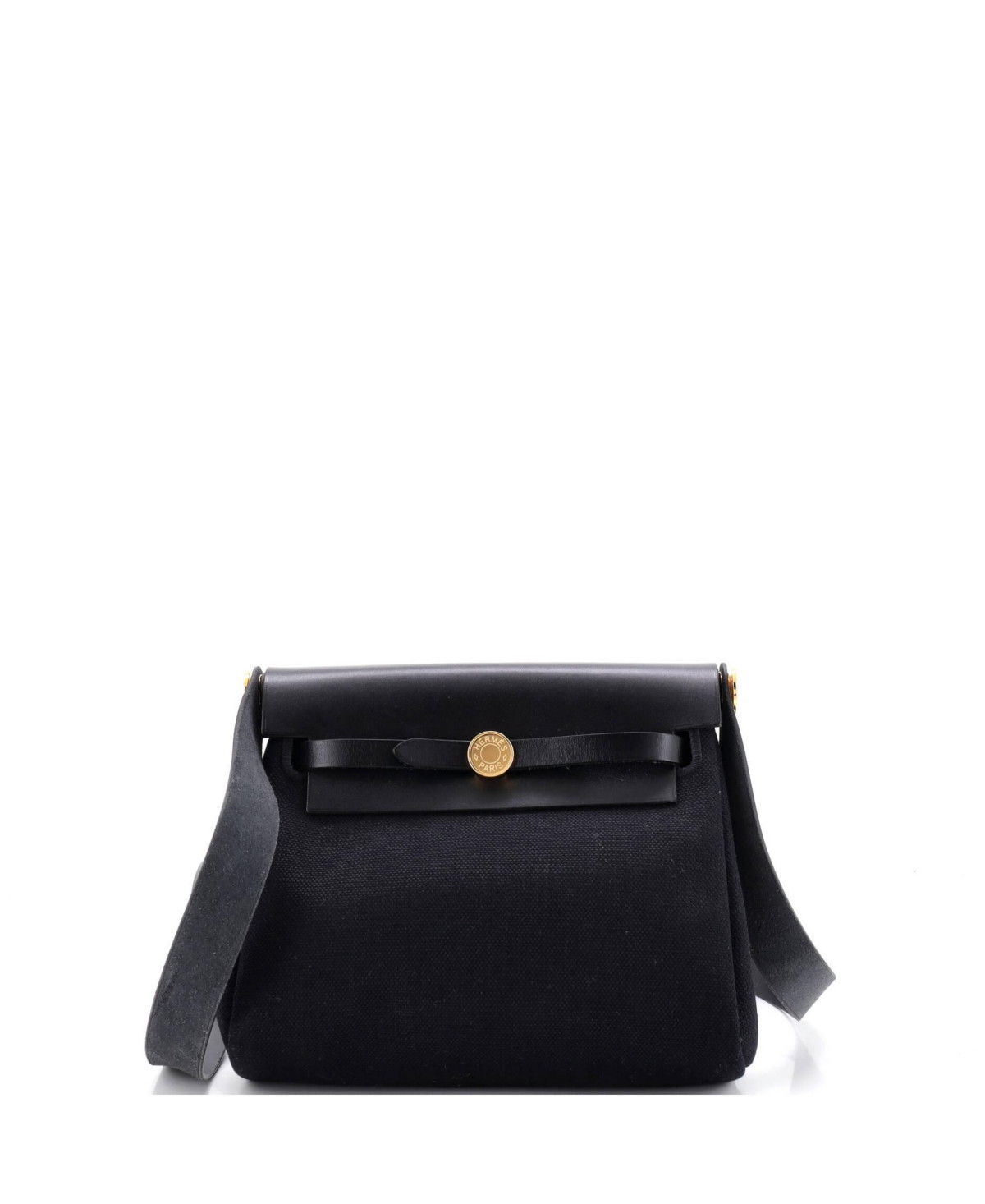 Pre-Owned HERMES 20 Herbag Zip Toile and Leather - Black | Macy's