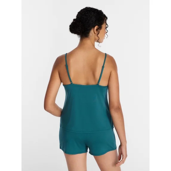 Joyspun Women’s Dreamy Soft Collection Lace Trim Knit Cami and Shorts Set, Sizes XS-3X | Walmart (US)