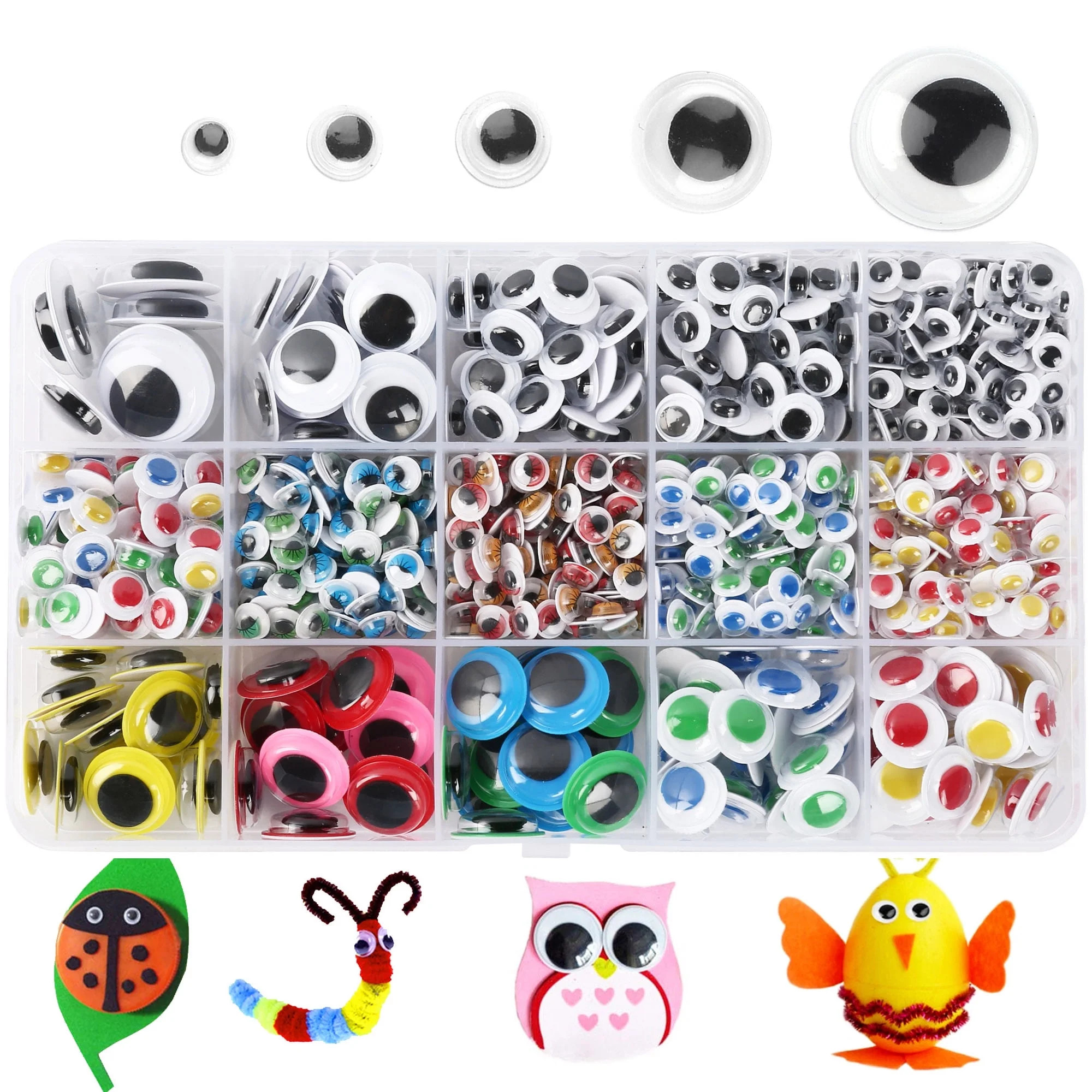 LotFancy 1100Pcs Googly Eyes Self Adhesive for Crafts, Plastic Wiggle Eyes Multi-Color | Walmart (US)