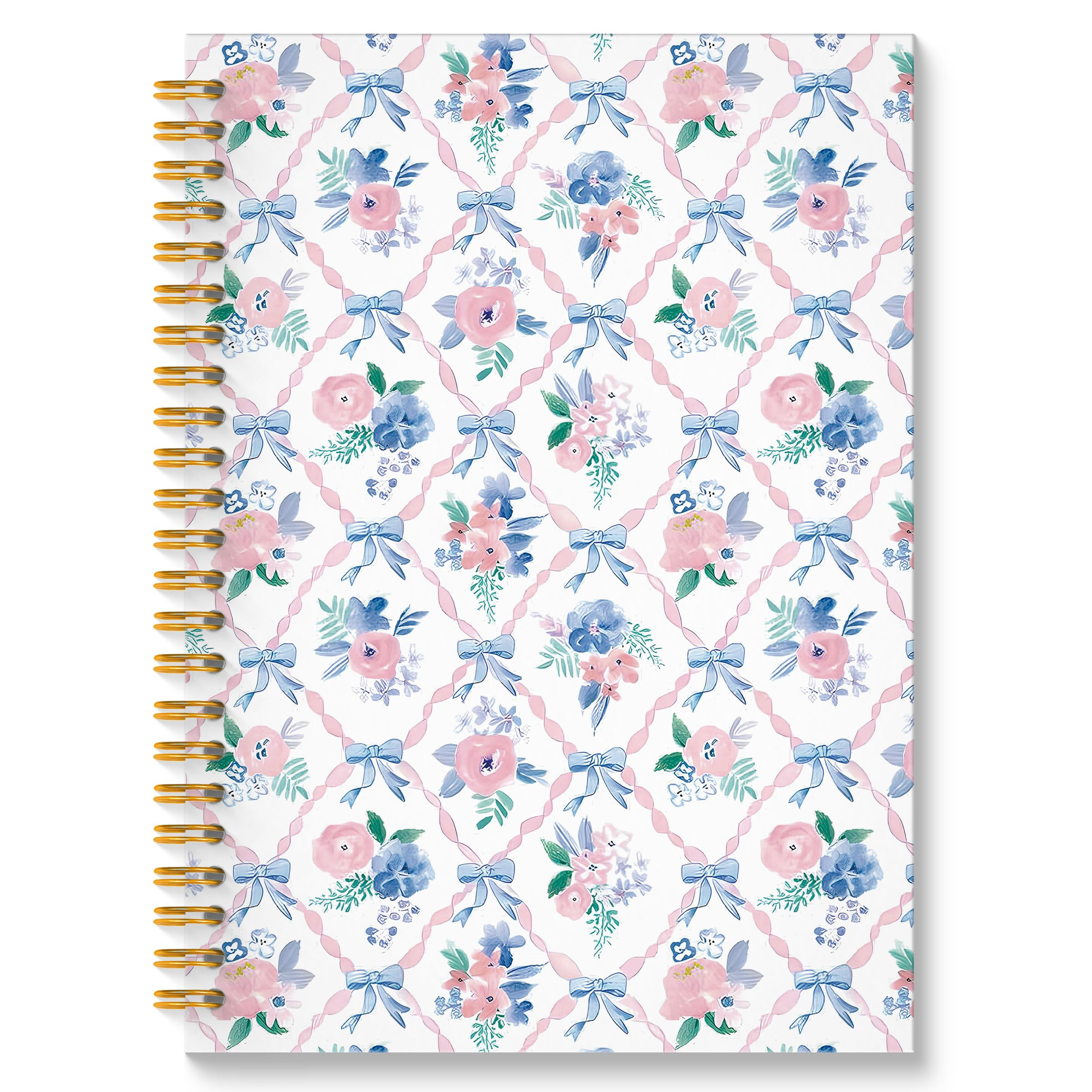 Coquette Blue Bow Floral Spiral Notebook, Chinoiserie Pink Floral Journal, Trendy Preppy Grandmil... | Amazon (US)