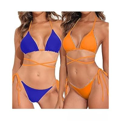 Holipick Women's Reversible Bikini Set Cheeky Two Piece Swimsuit Brazilian String S… | Amazon (US)