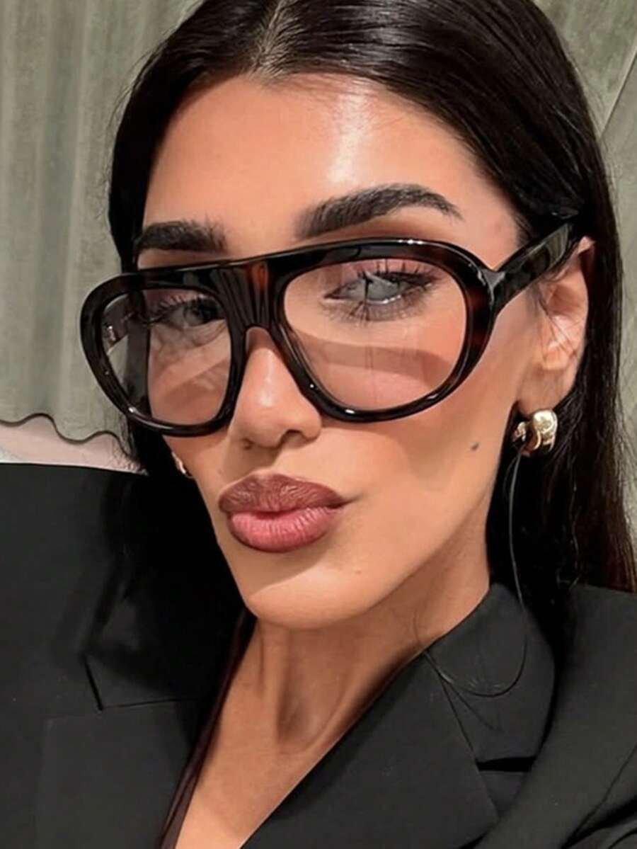 1pc/2pcs Women's Vintage Oversized Tortoise Shell Non-Prescription Glasses, Fashionable Commuter Essential Accessory, Suitable For Shopping, Reading, Also Can Be Given As A Gift | SHEIN