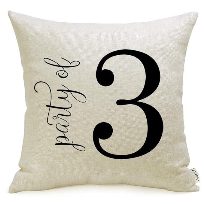 Meekio Farmhouse Pillow Covers with Party of 3 Family Number Quote 18 x 18 inch for Farmhouse Rus... | Amazon (US)