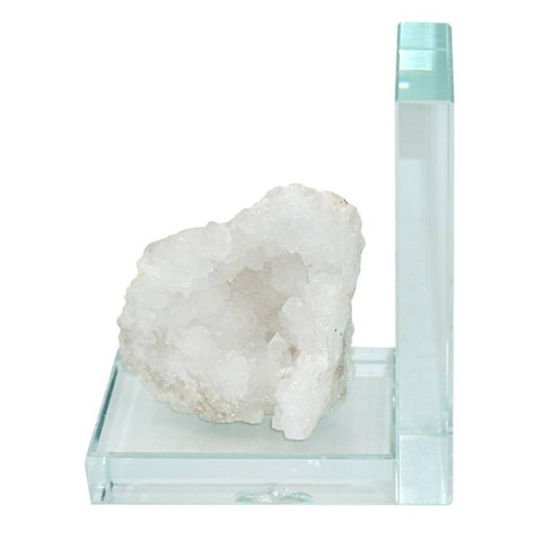 1-Piece White Geode Bookend, 5.5", Glass, sold by At Home | At Home