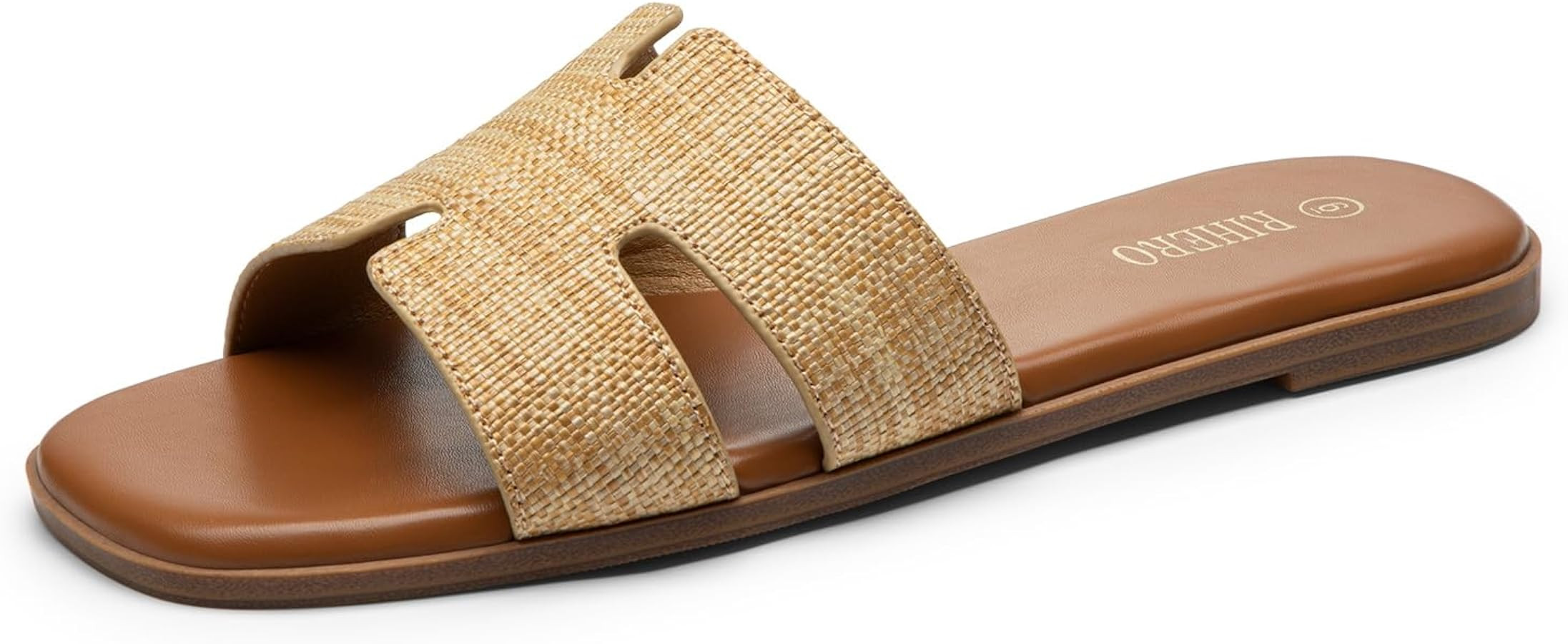 Rihero Women's Dressy Flat Sandals Comfortable Slip On Leather Slide Sandals | Amazon (US)