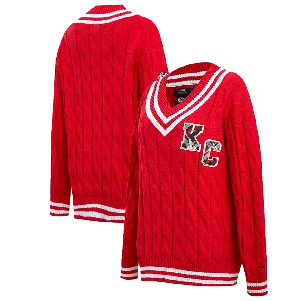 Women's Kansas City Chiefs  Pro Standard Red Prep V-Neck Pullover Sweater | NFL Shop