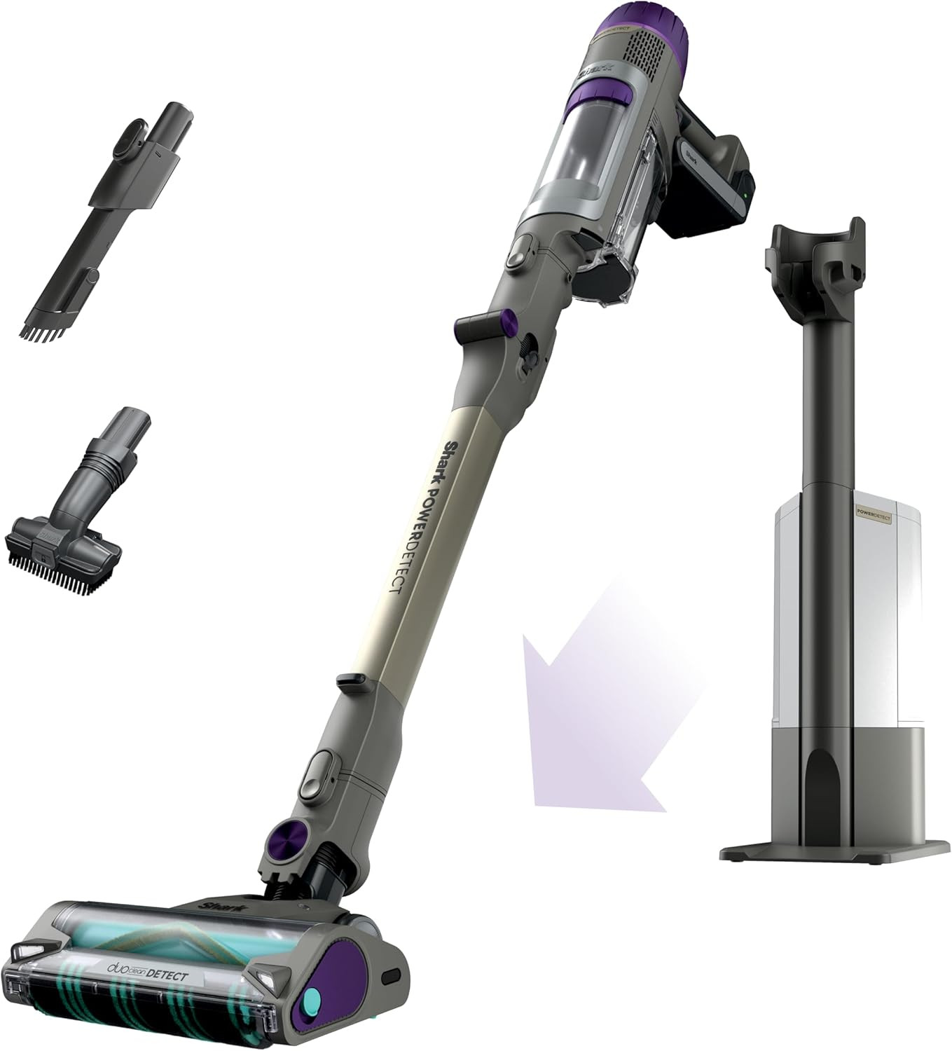 Shark Cordless Vacuum Cleaner with HEPA Filter, PowerDetect Clean & Empty, Powerful Suction, Portable, Rechargeable, Auto-Empty System, Stick Vacuum for Pet Hair, Carpets & Hardfloor Dark Gray, IP3251 | Amazon (US)