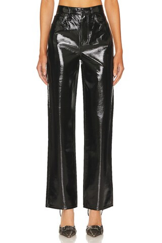 PISTOLA Cassie Super High Rise Straight in Black Vinyl from Revolve.com | Revolve Clothing (Global)