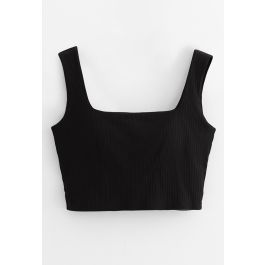 Simple Lines Bandeau Tank Top in Black | Chicwish