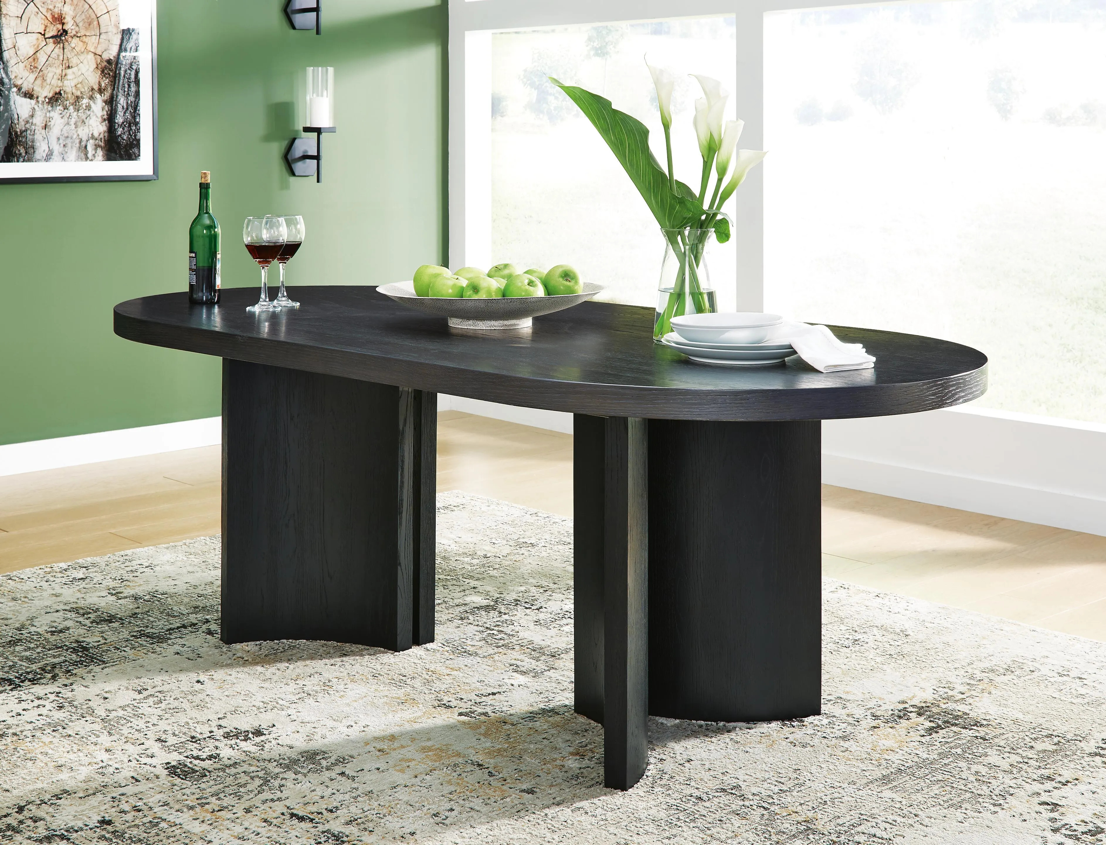 Rowanbeck Dining Table, Black, Wood | Ashley