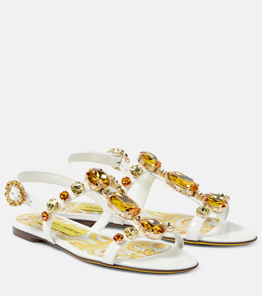 Majolica embellished patent leather sandals | Mytheresa (INTL)