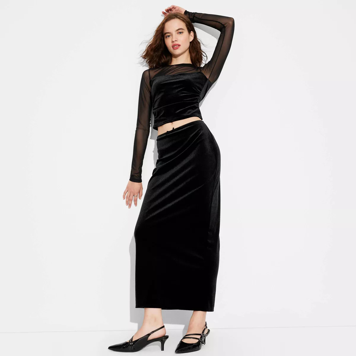 Women's Velour Maxi Skirt - Wild Fable™ Black XL | Target