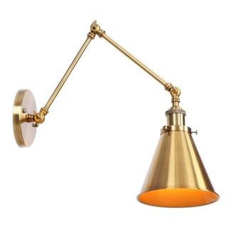 GLD 1-Light 5.31 in. Brass Sconce Vintage Industrial Swing Arm Wall Lamp | The Home Depot
