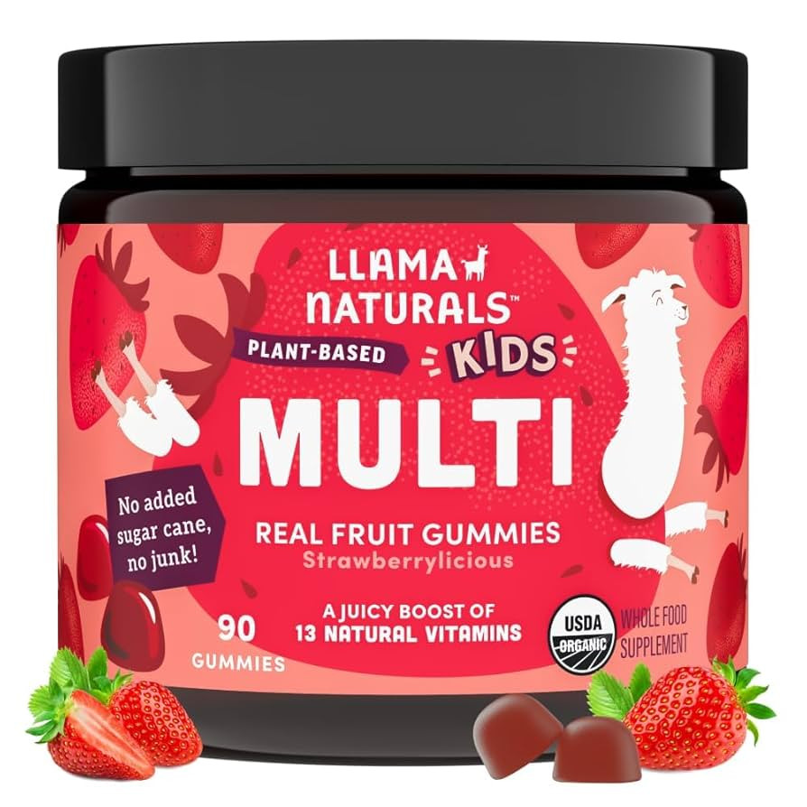 Llama Naturals Kids Multivitamin Gummies, Vegan, Organic with Vitamin D, C & K, Toddler Real Frui... | Amazon (US)