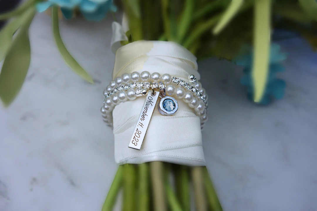 Engraved Bride Gift From Mom Friend, Something Blue for Bride, Something Blue Bouquet Charm, Brid... | Etsy (US)