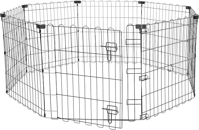 Amazon Basics Foldable Octagonal Metal Exercise Puppy / Dog Playpen - Indoor/Outdoor, Single Door... | Amazon (US)