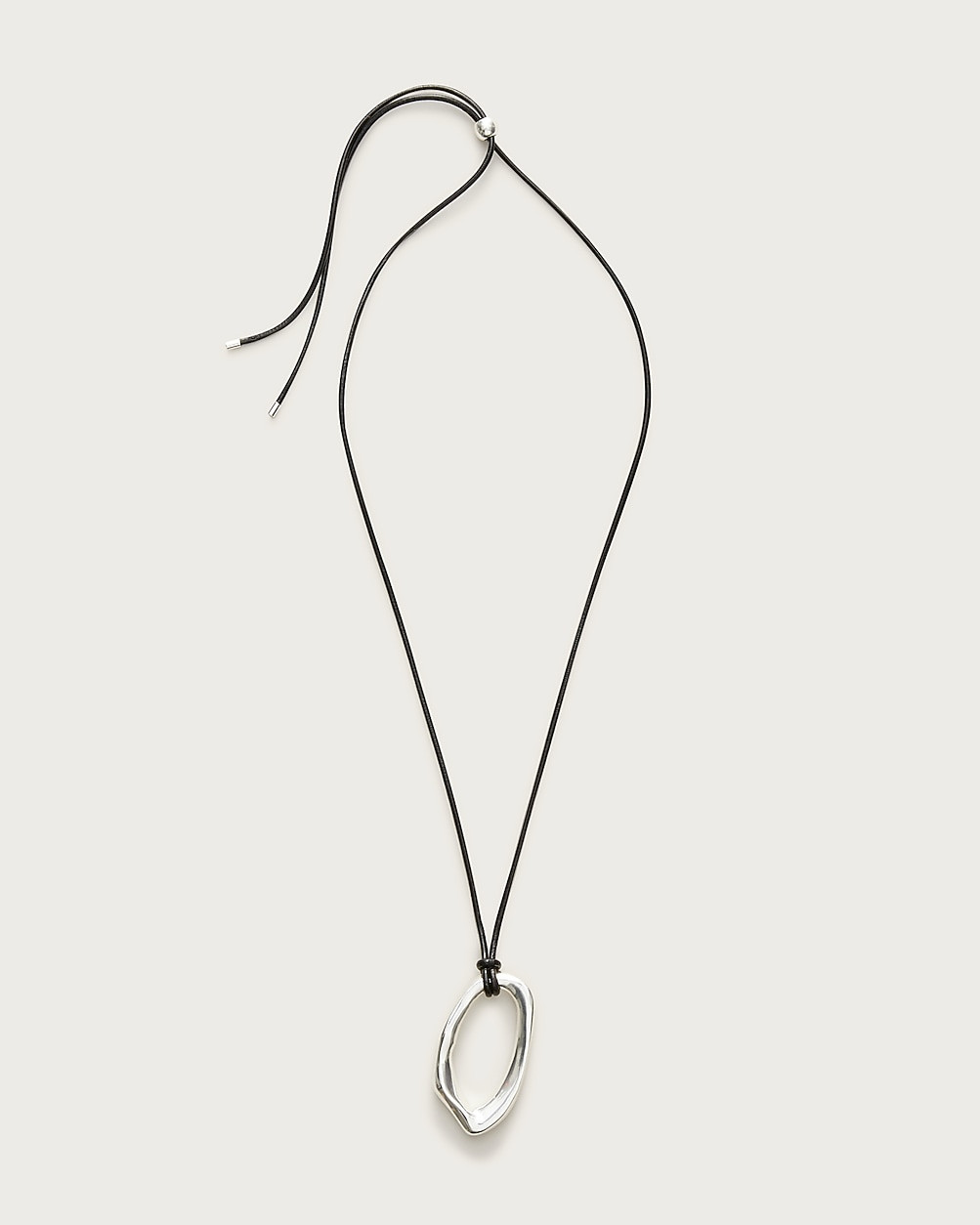 Oval pendant necklace with leather cord | J. Crew US