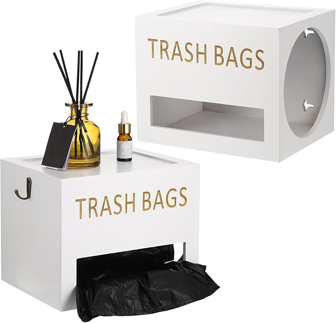 Barydat Large Trash Bag Dispenser Bamboo Trash Bag Holder Dispenser Wall Mounted Garbage Bag Hold... | Amazon (US)