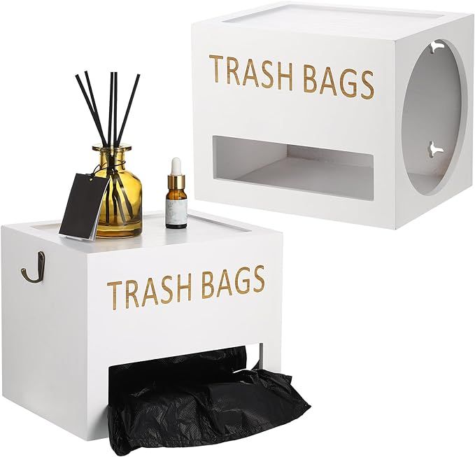 Barydat Large Trash Bag Dispenser Bamboo Trash Bag Holder Dispenser Wall Mounted Garbage Bag Hold... | Amazon (US)