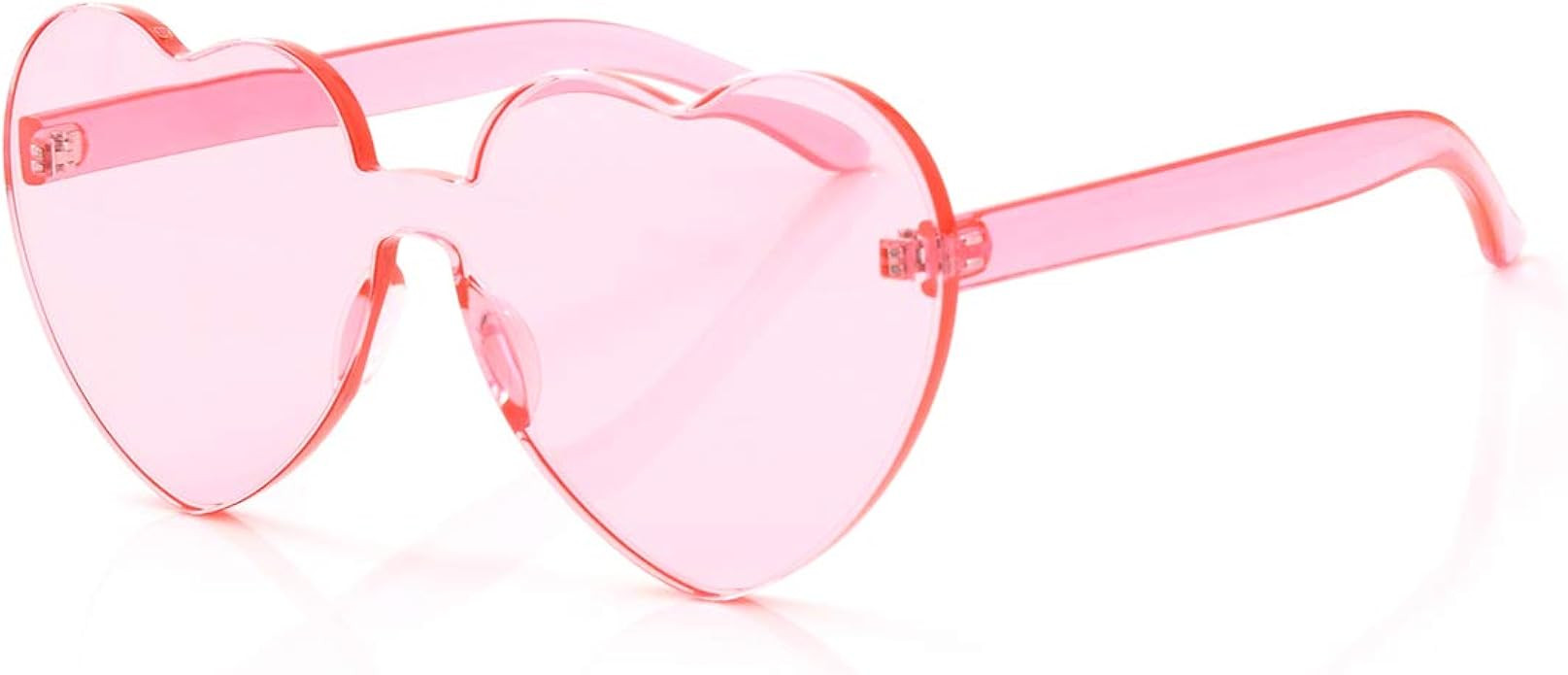 OLINOWL Yoela Heart Oversized Rimless Sunglasses One Piece Heart Shape Eyewear Colored Sunglasses... | Amazon (US)