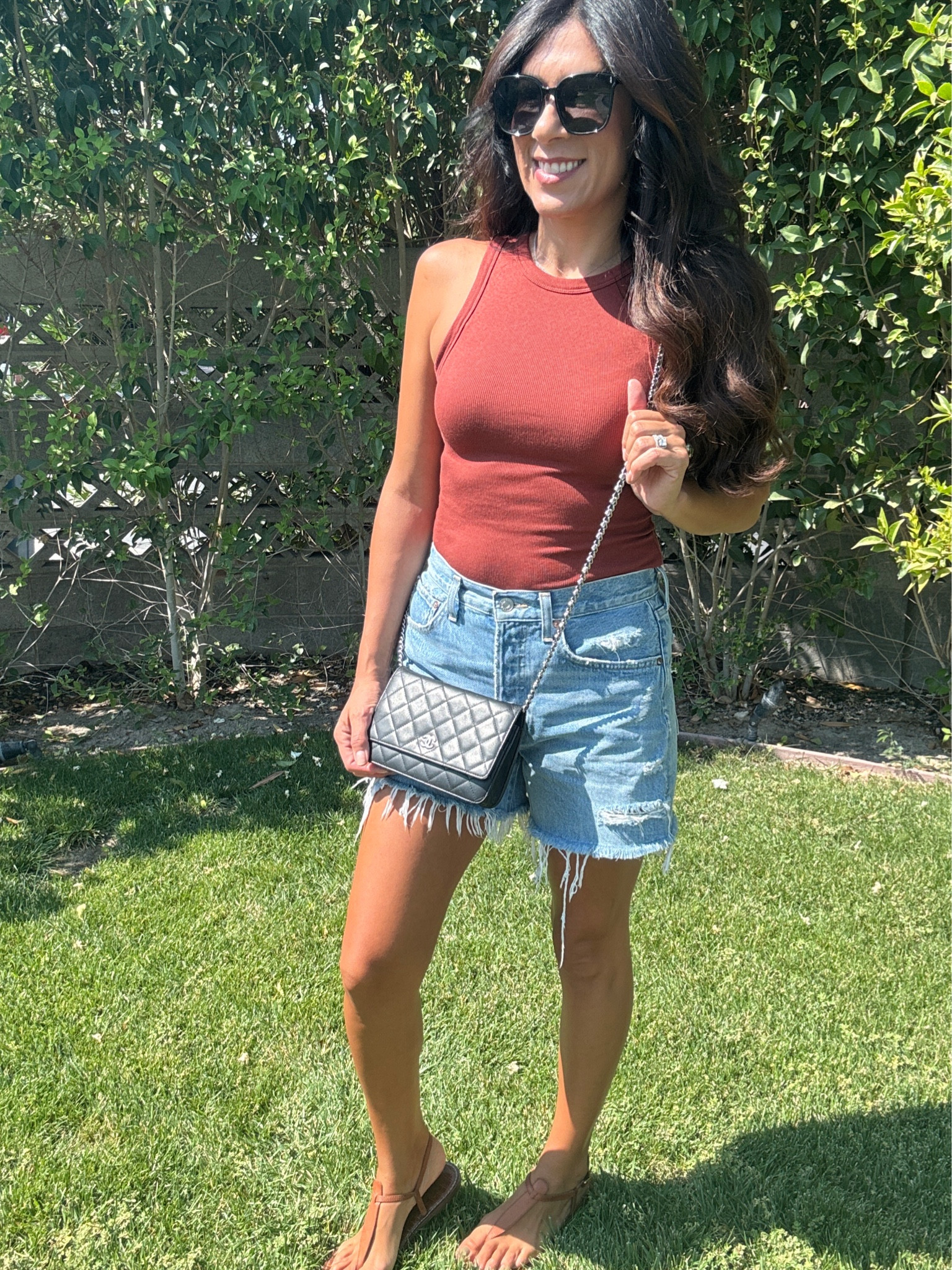 Casual OOTD for the in between seasons. Casual Jean shorts with a cotton tank. Love this darker burnt orange color  

#LTKFindsUnder100 #LTKStyleTip #LTKSeasonal