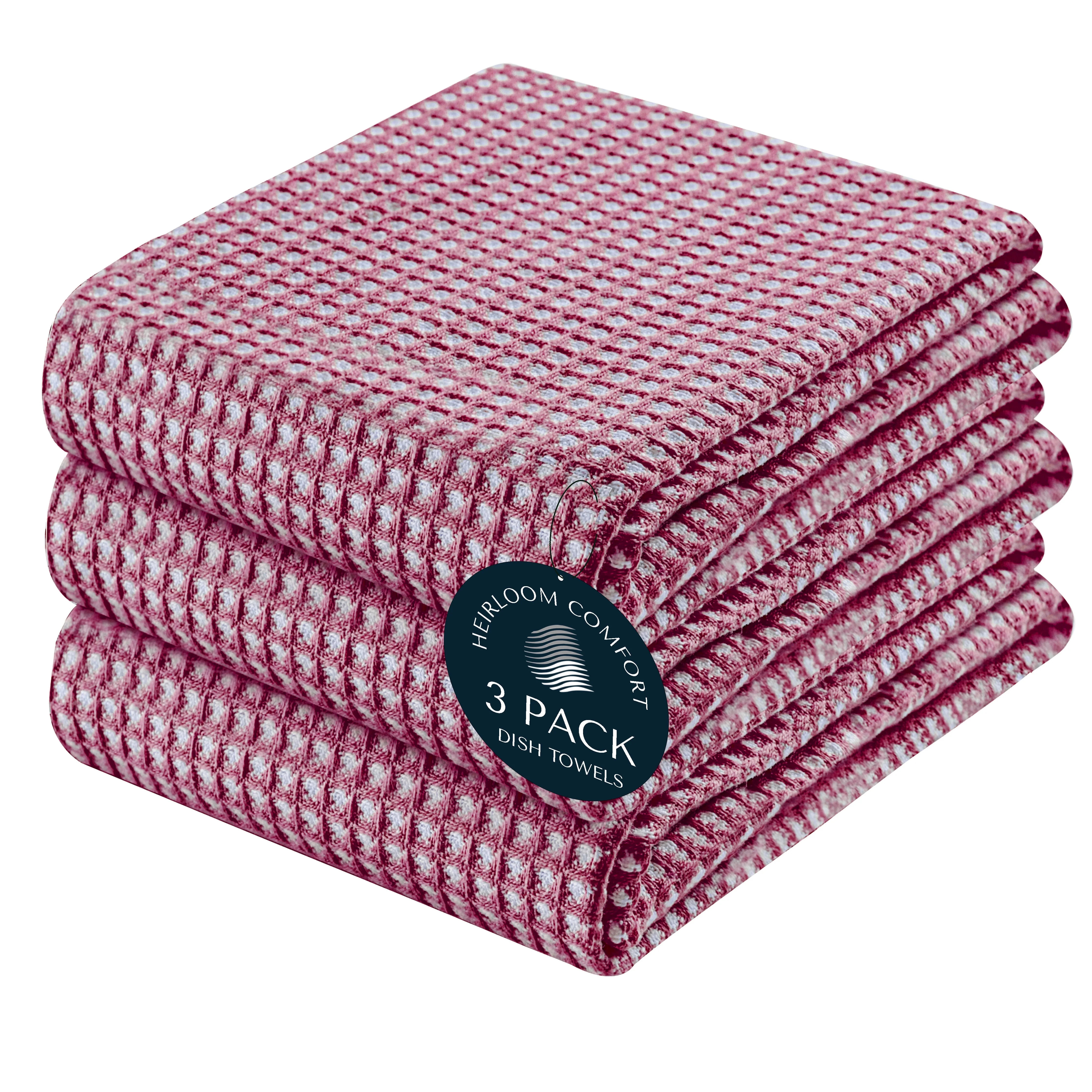 HEIRLOOM COMFORT Dual Tone Waffle Weave Kitchen Towels with Hanging Loop, 3 Pack, 100% Cotton, 16... | Walmart (US)