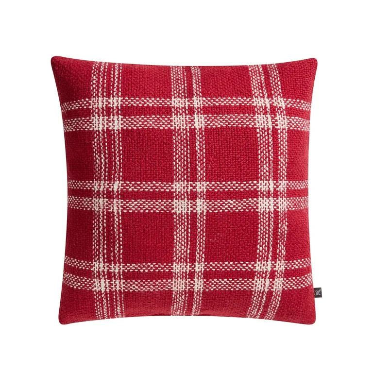 My Texas House Emerson 20" x 20" Red Plaid Reversible Decorative Pillow - Walmart.com | Walmart (US)