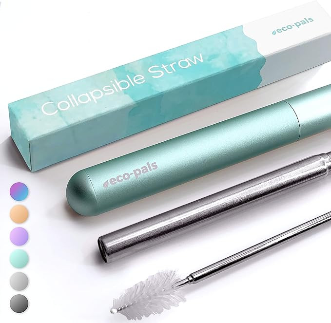 | Collapsible Straw Travel Straw with Soft Silicone Mouthpiece, Reusable Straws with Case | Stain... | Amazon (US)