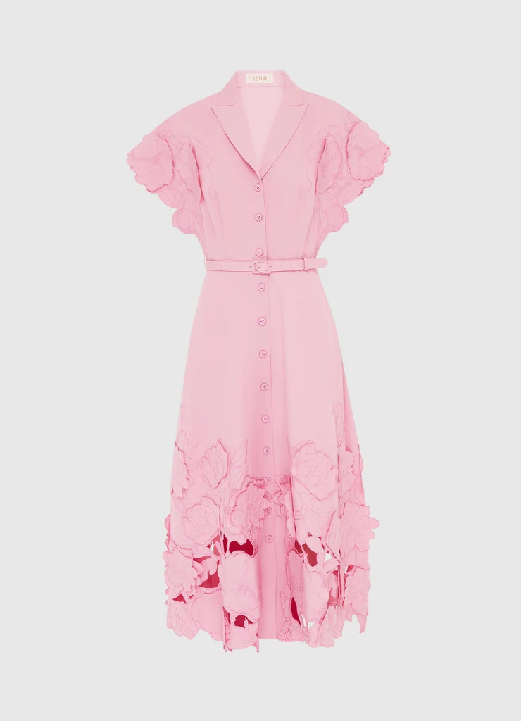 Aubrey Appliqué Shirt Midi Dress | LEO LIN