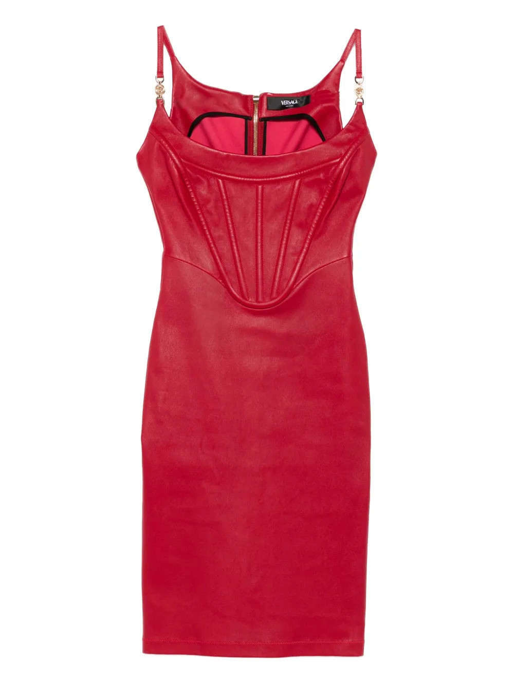 Versace Medusa '95 corset leather midi dress - Red | Farfetch Global