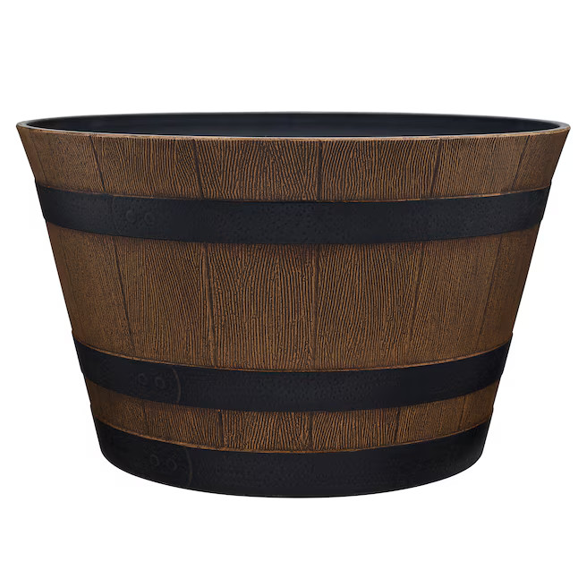 Southern Patio Round 15.4-in W x 15.4-in L Brown Resin Indoor/Outdoor Planter | Lowe's