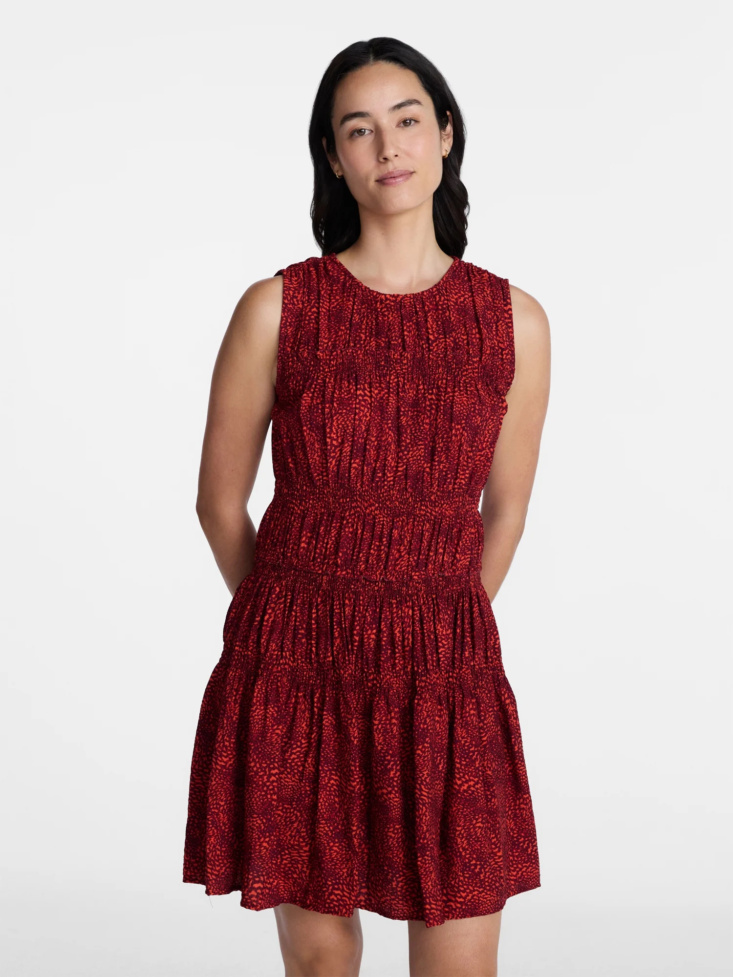 Time and Tru Women's Plus Size Smocked Sleeveless Mini Dress, Sizes 1X-4X - Walmart.com | Walmart (US)